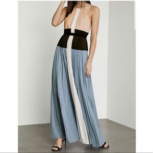 BCBG MAXAZRIA Pleated Colorblock Maxi Dress